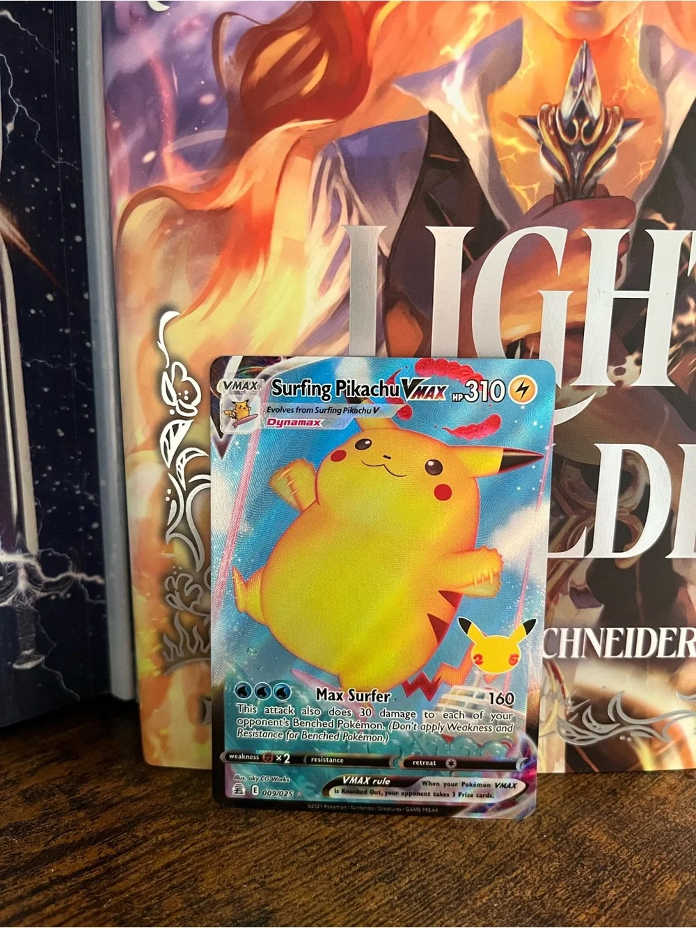 Surfing Pikachu VMAX Pokemon Celebration Holo Card 009/025
